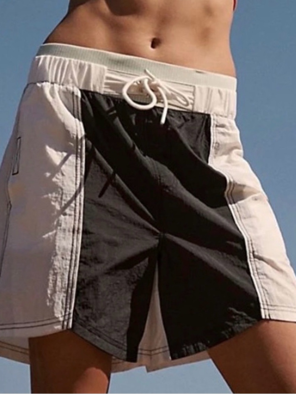 FP Movement by Free People Black & White Two-Tone Drawstring Bermudas